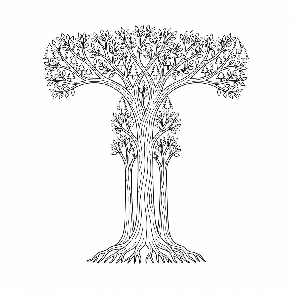 Letter T coloring page