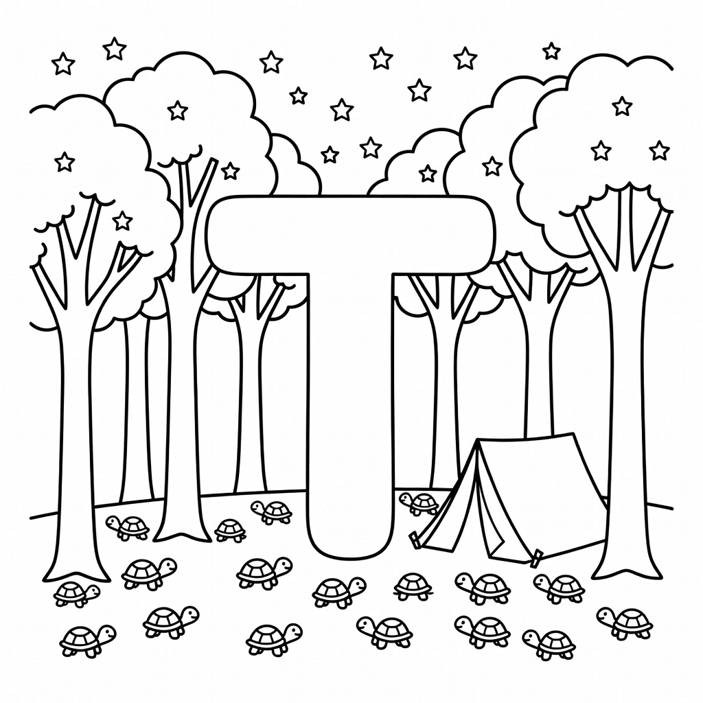 Letter T coloring page