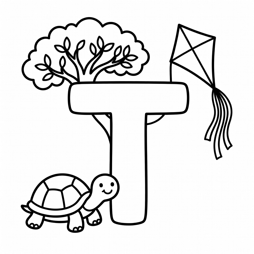 Letter T coloring page