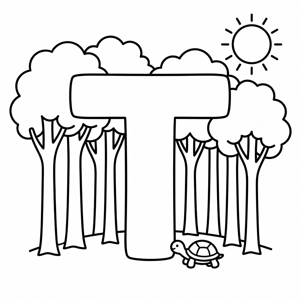 Letter T coloring page