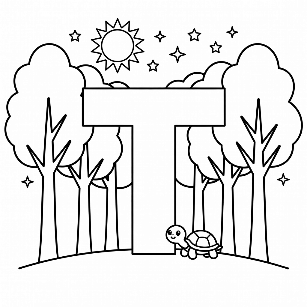 Letter T coloring page