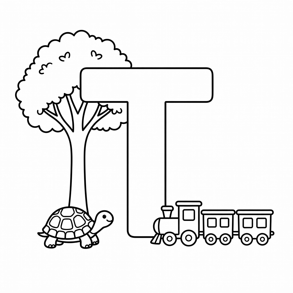 Letter T coloring page