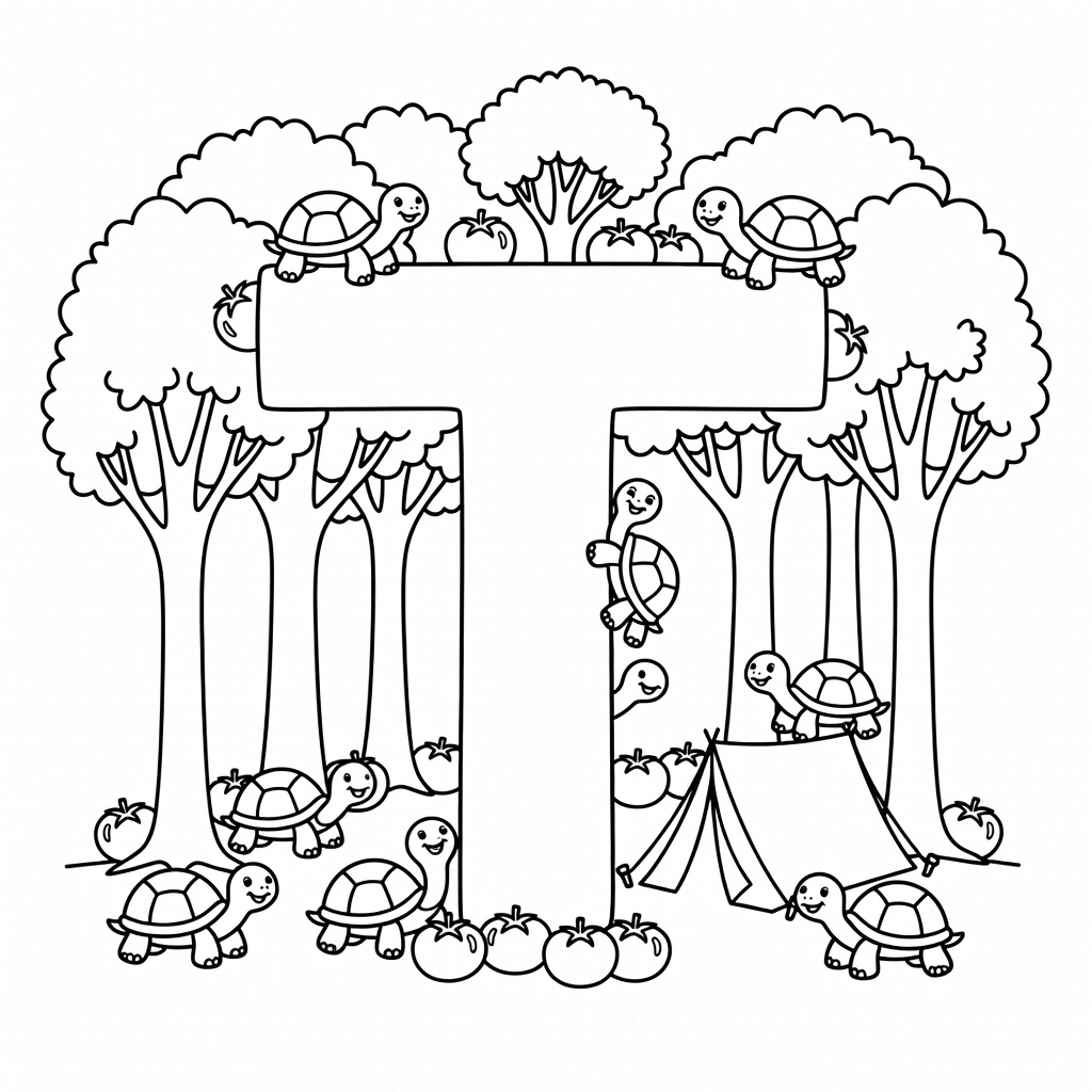 Letter T coloring page