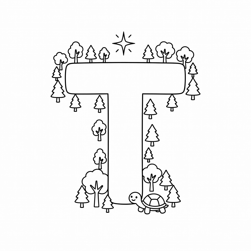 Letter T coloring page