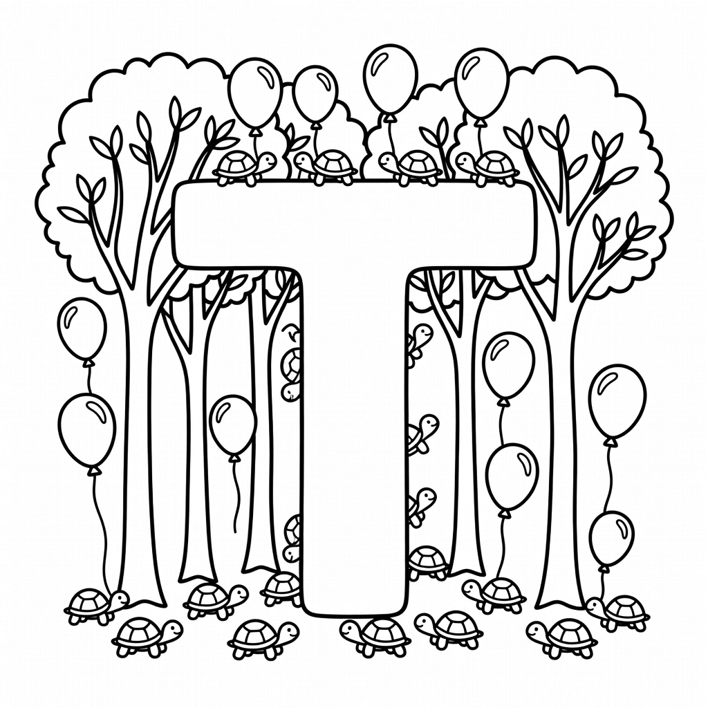 Letter T coloring page