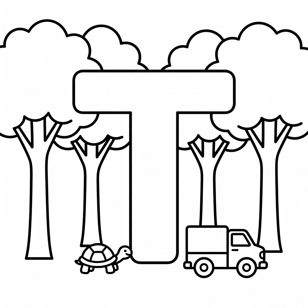 Letter T coloring page