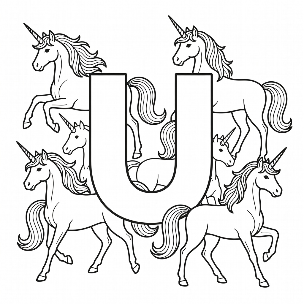Letter U coloring page