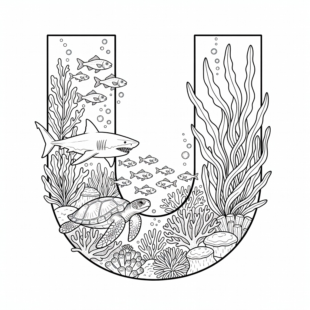 Letter U coloring page
