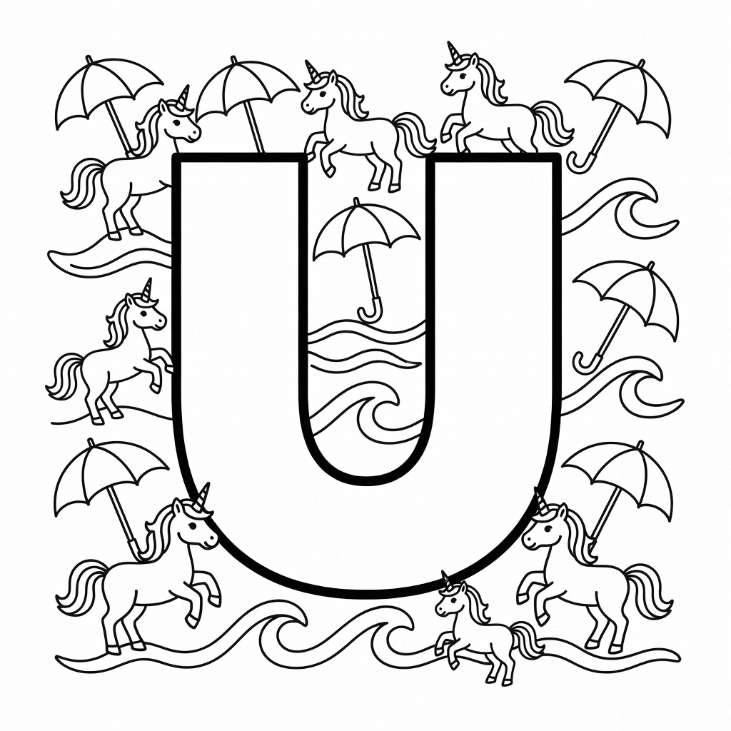 Letter U coloring page