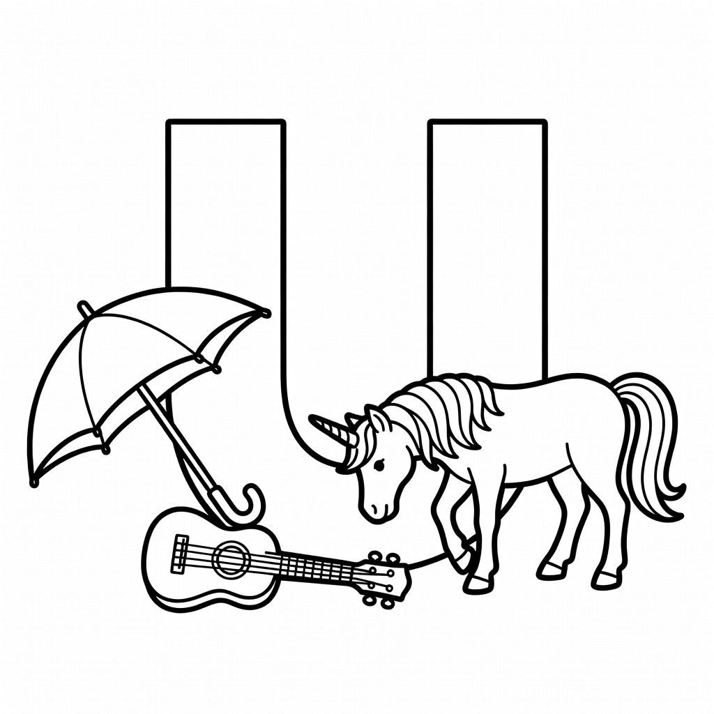 Letter U coloring page
