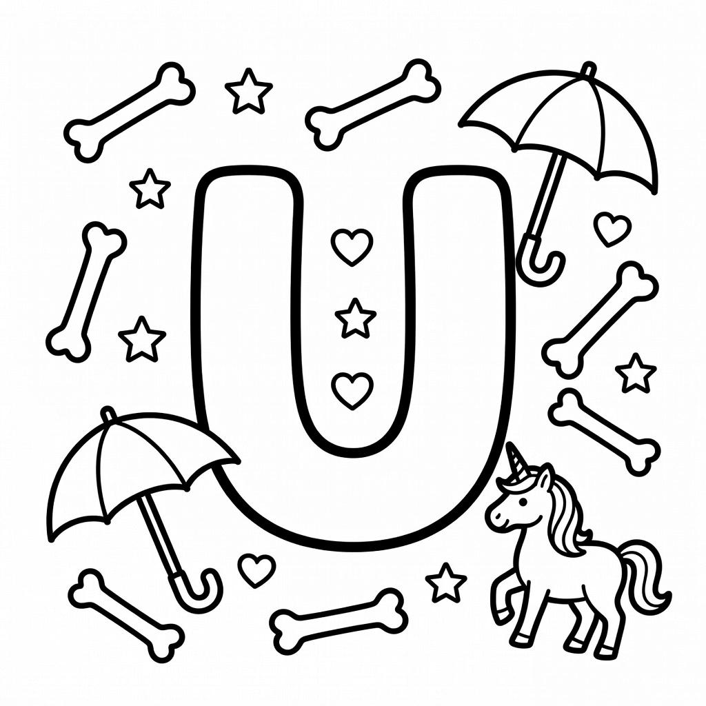Letter U coloring page
