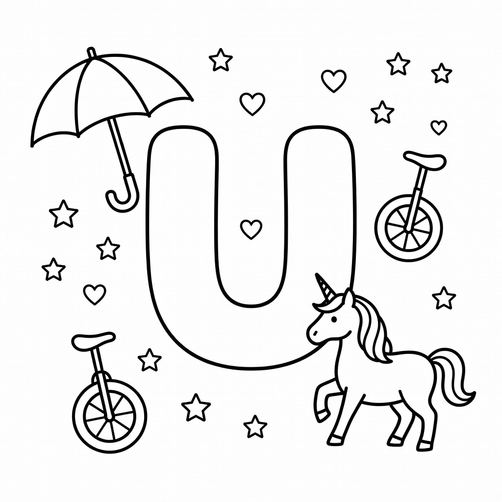 Letter U coloring page