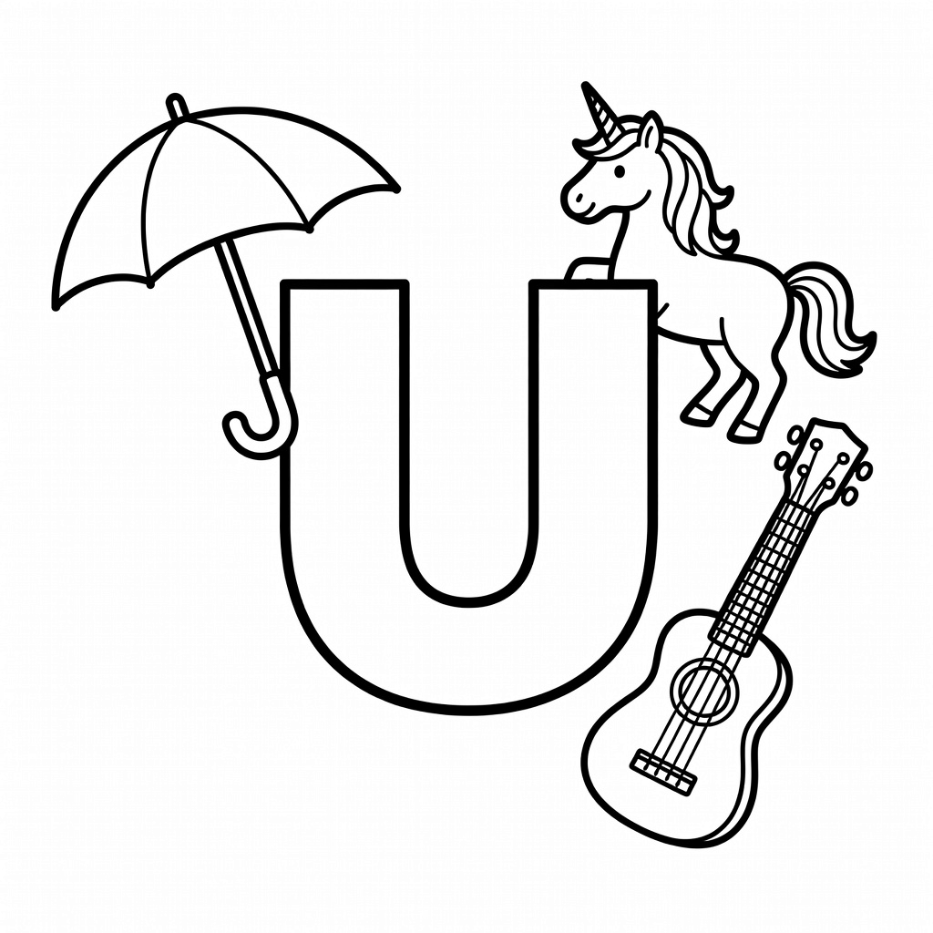 Letter U coloring page