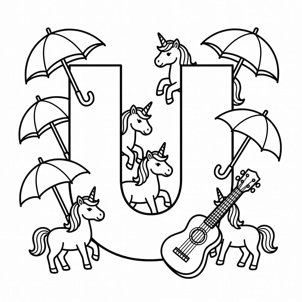 Letter U coloring page