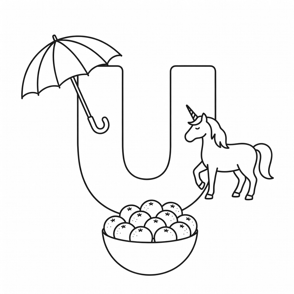 Letter U coloring page