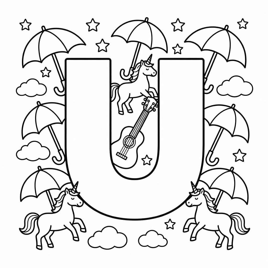 Letter U coloring page