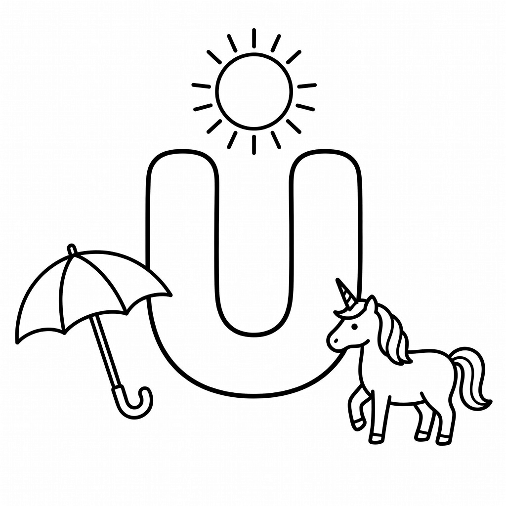 Letter U coloring page