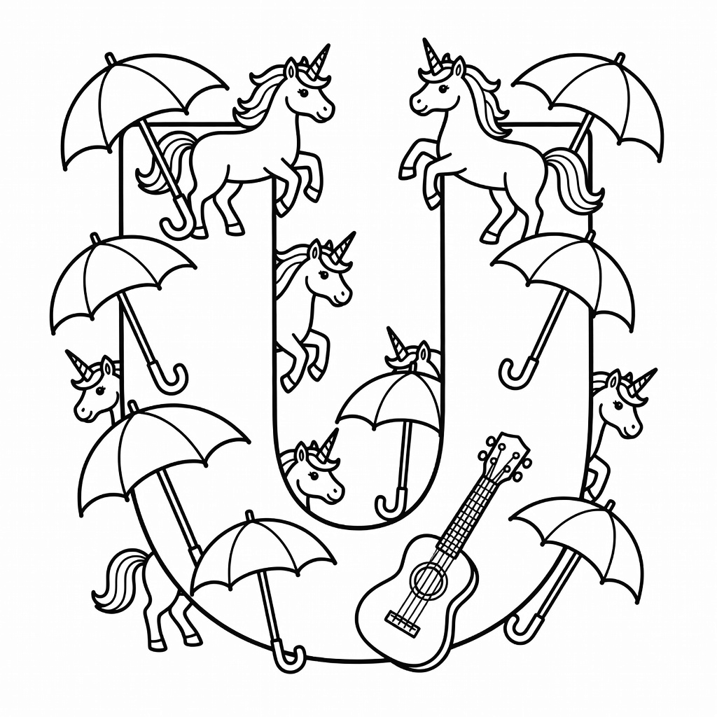 Letter U coloring page