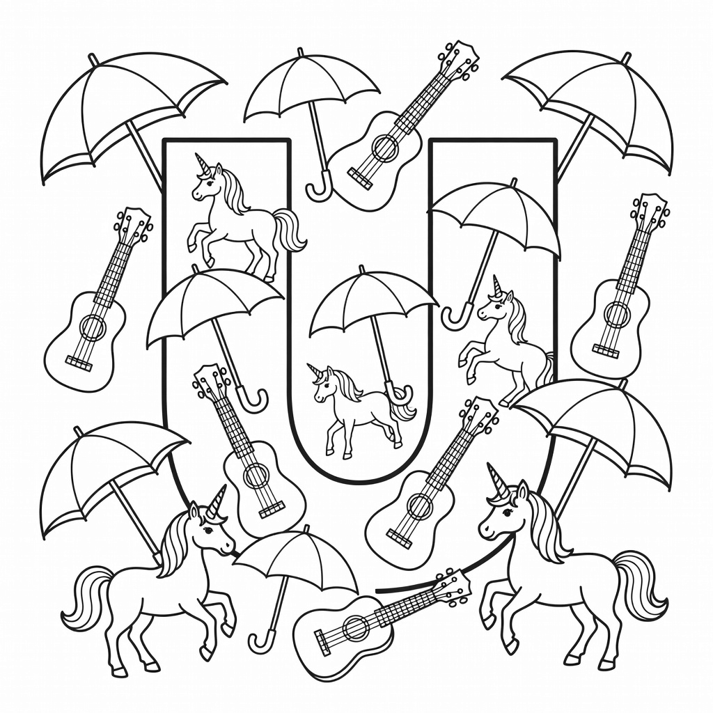 Letter U coloring page