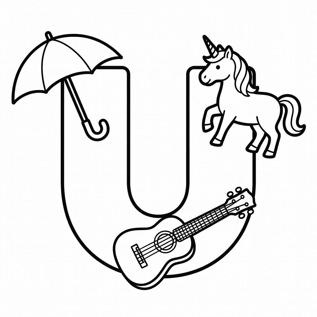 Letter U coloring page