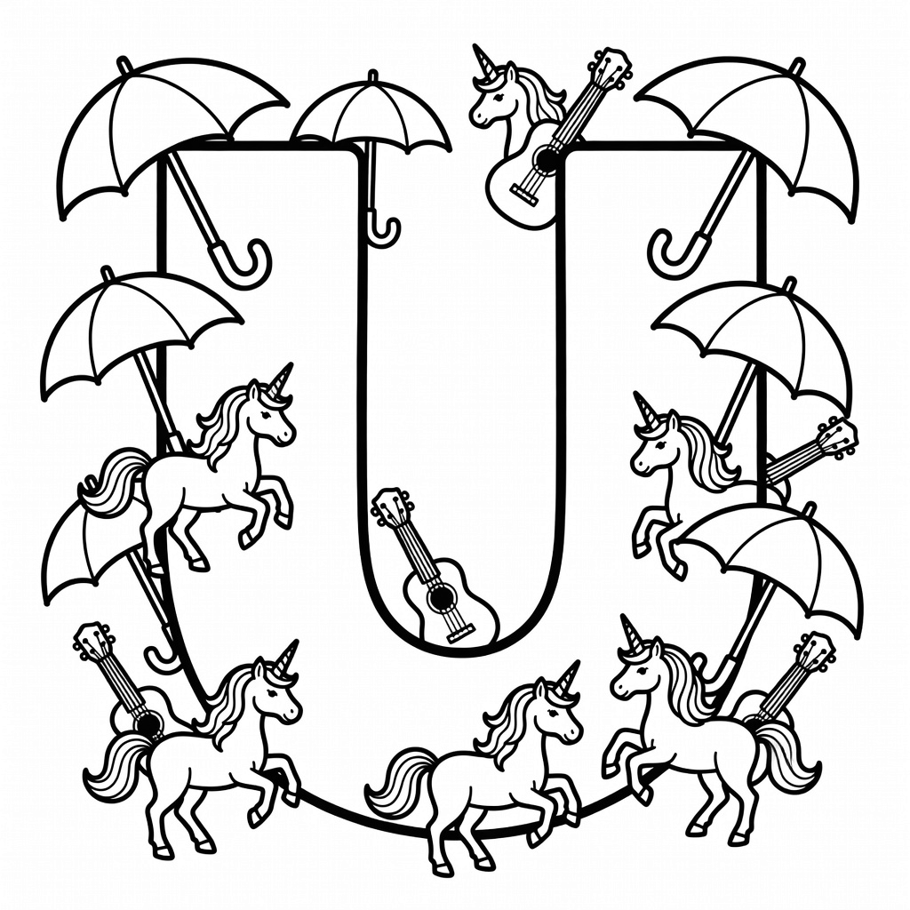 Letter U coloring page