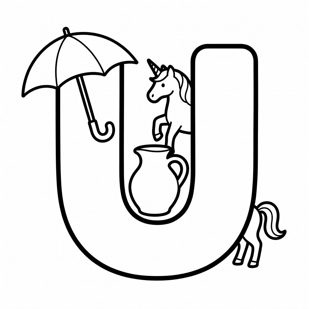 Letter U coloring page