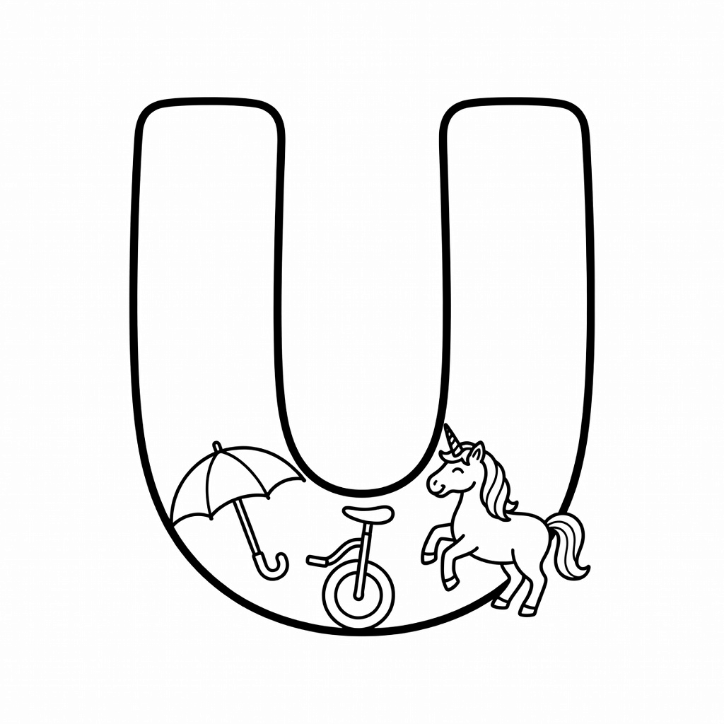 Letter U coloring page