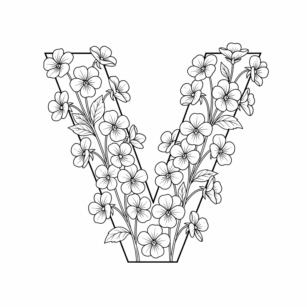 Letter V coloring page