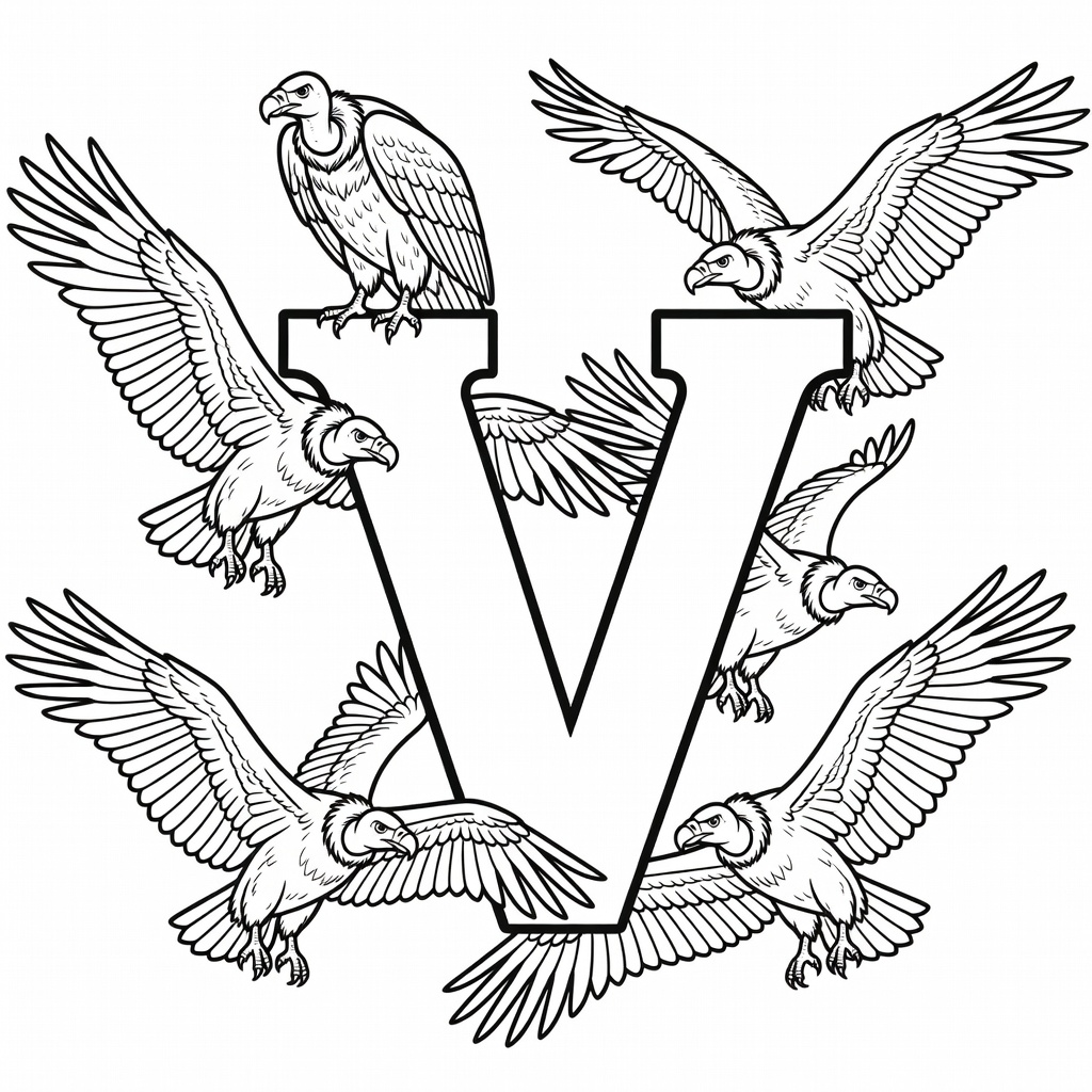 Letter V coloring page