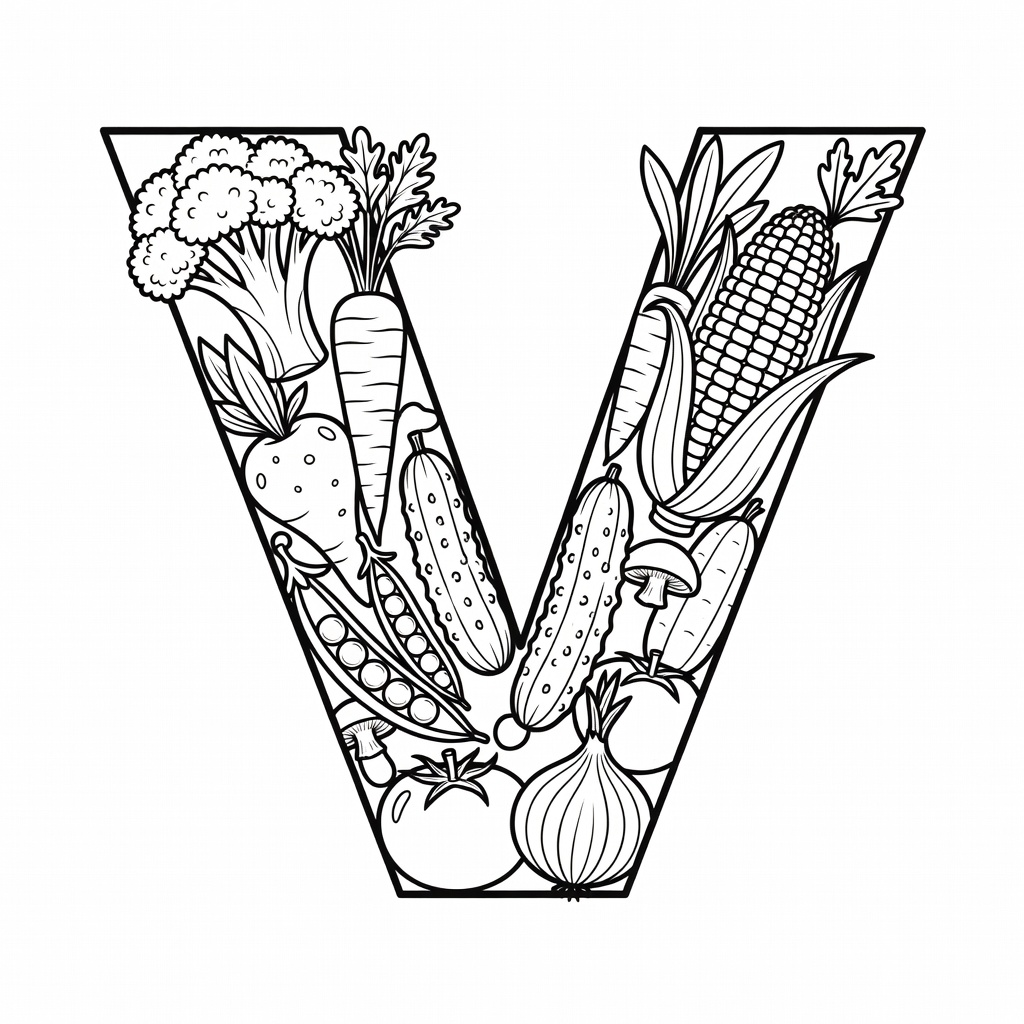 Letter V coloring page