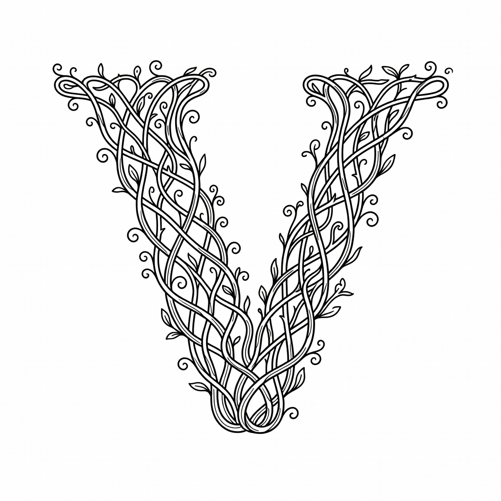 Letter V coloring page