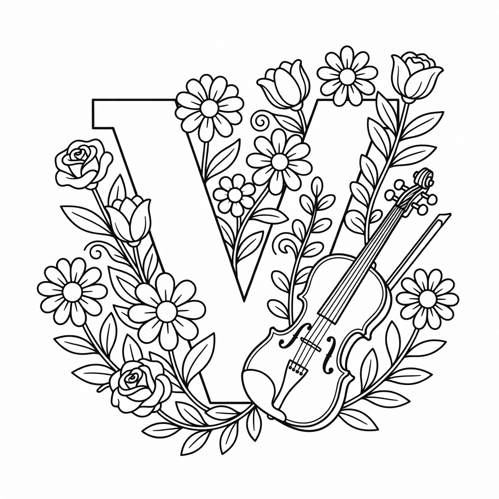 Letter V coloring page