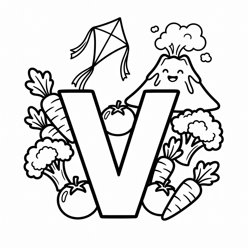 Letter V coloring page