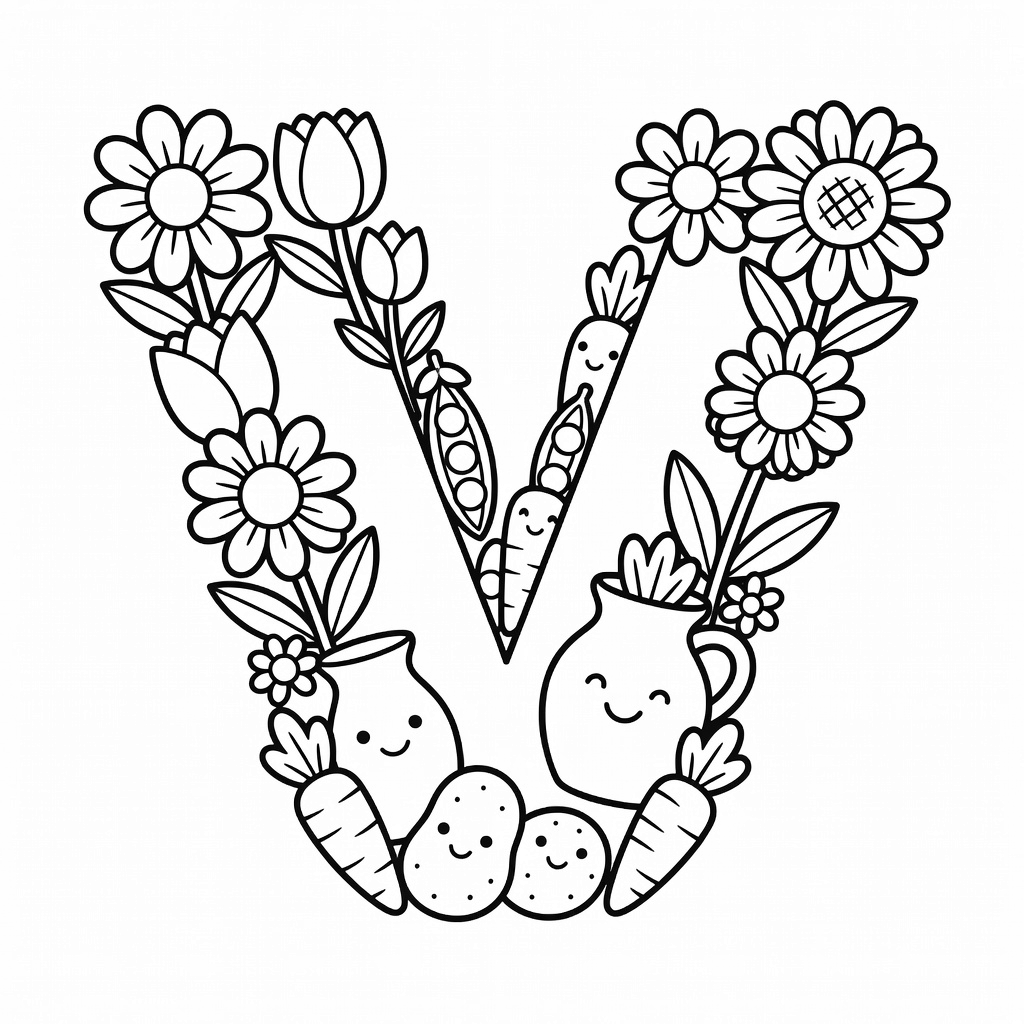 Letter V coloring page