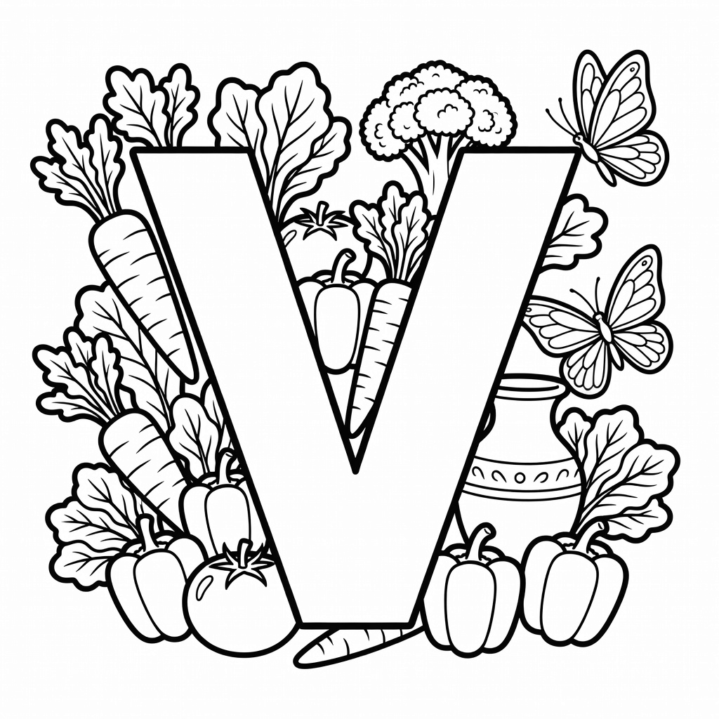 Letter V coloring page
