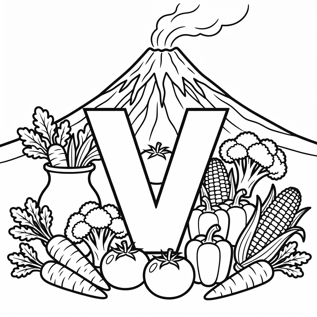 Letter V coloring page