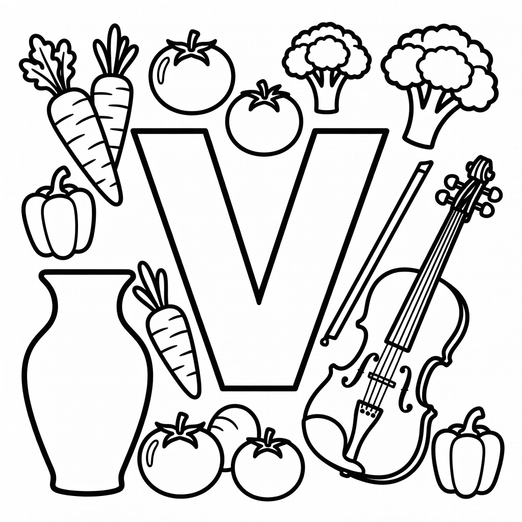 Letter V coloring page