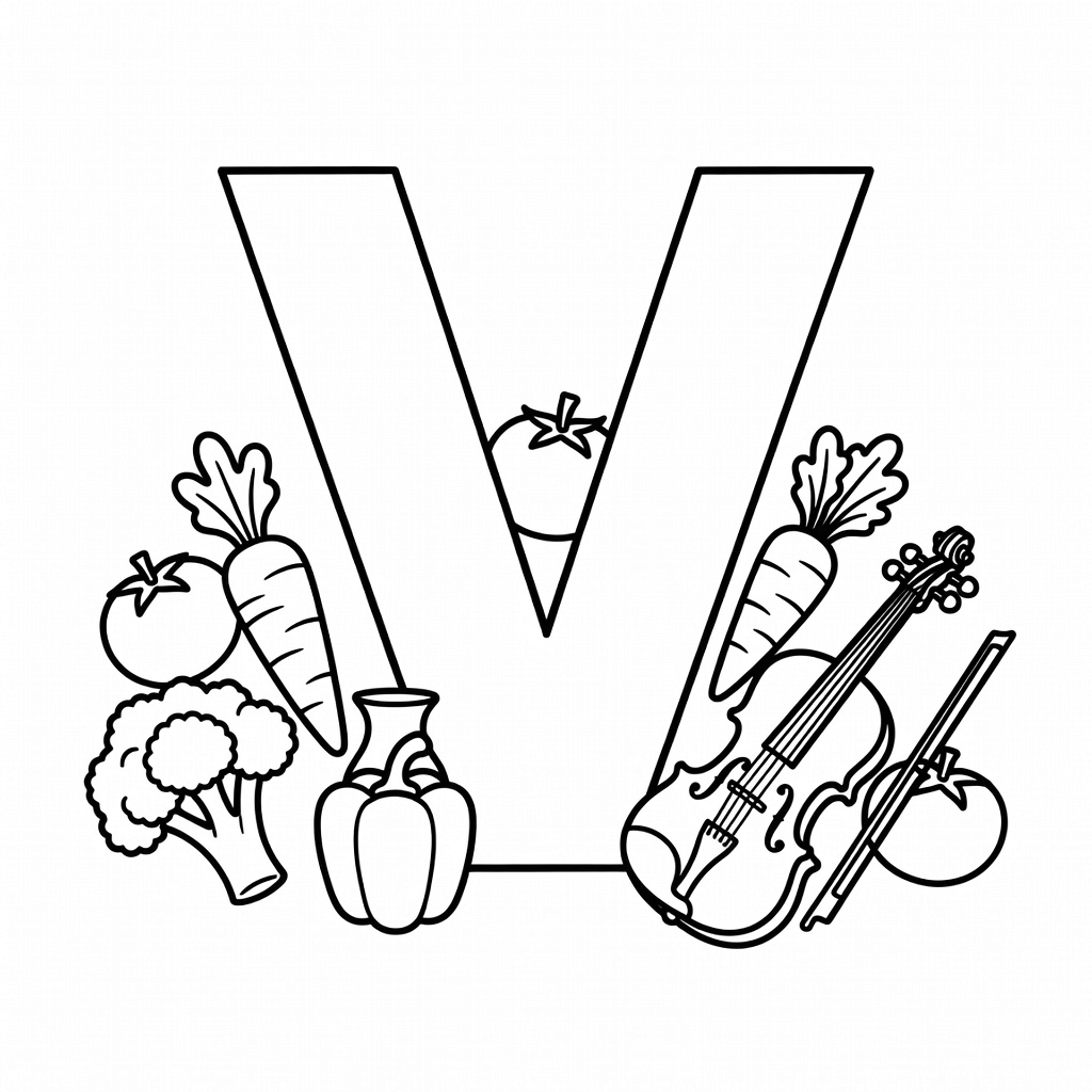 Letter V coloring page