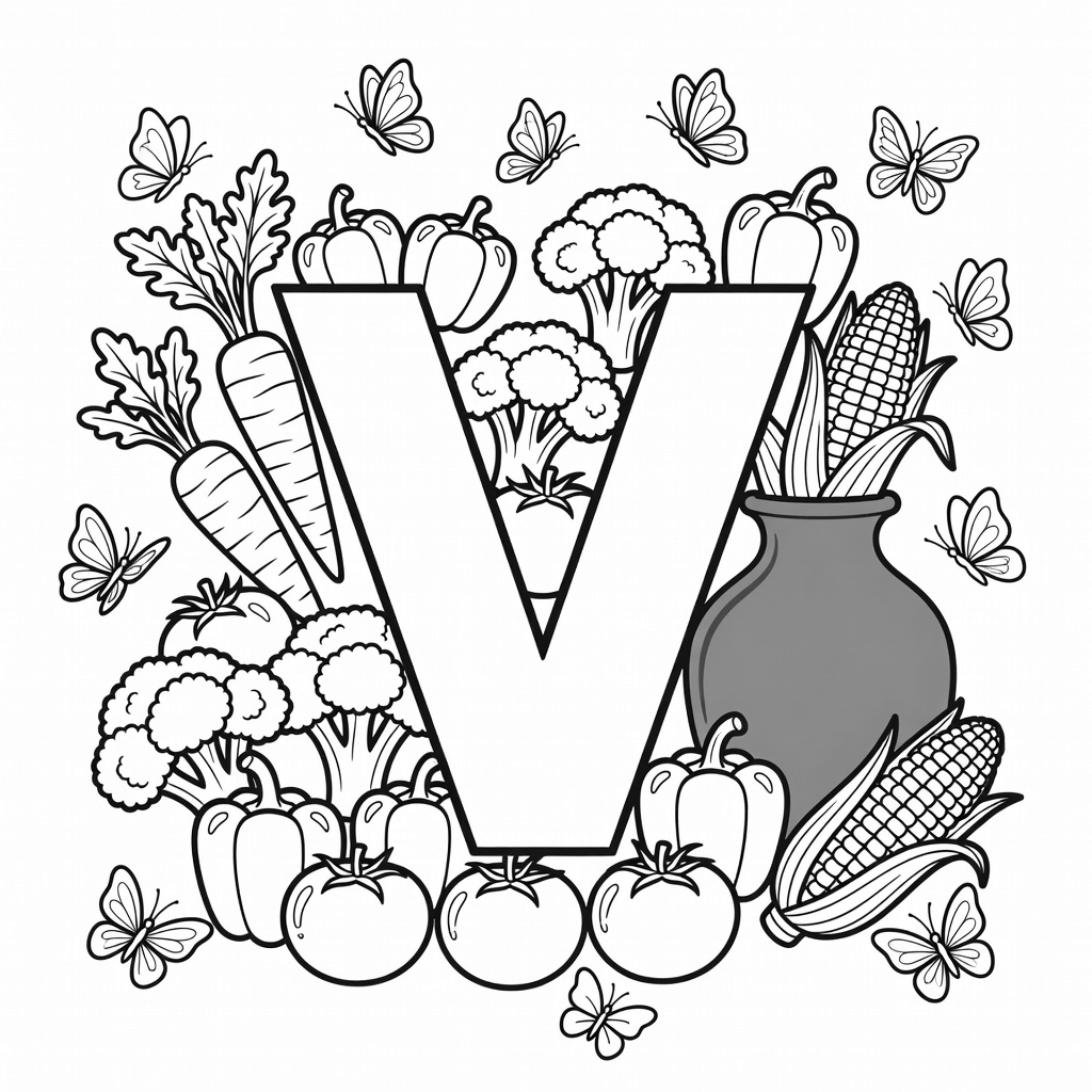 Letter V coloring page
