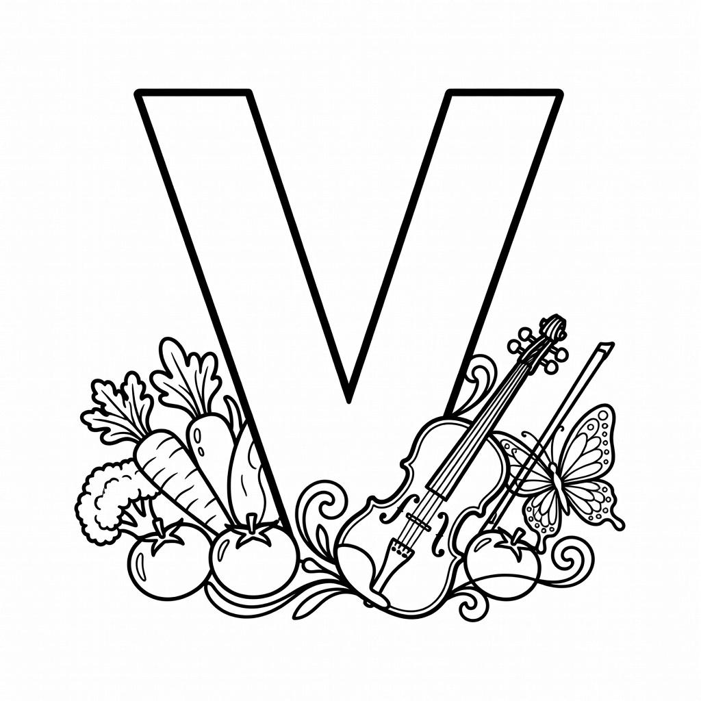 Letter V coloring page