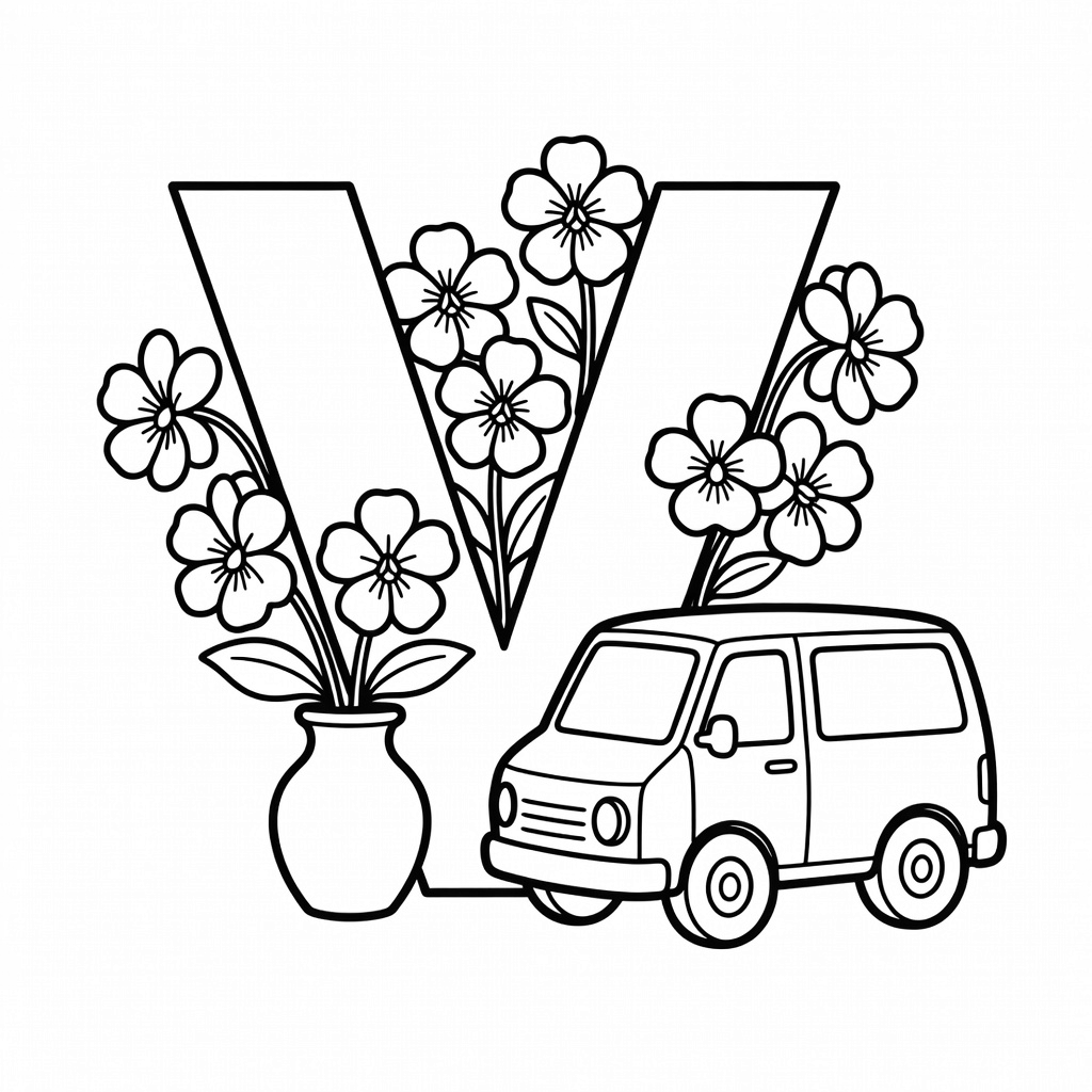 Letter V coloring page