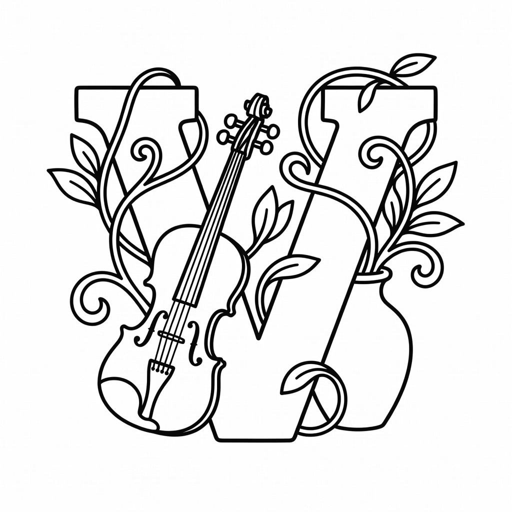 Letter V coloring page