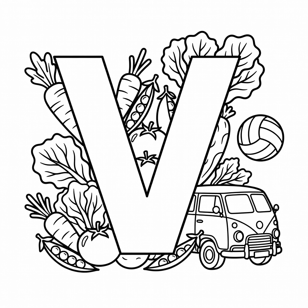 Letter V coloring page