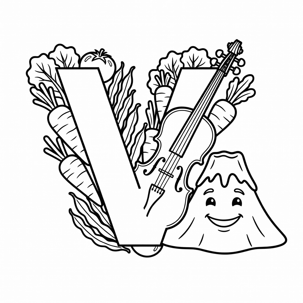 Letter V coloring page