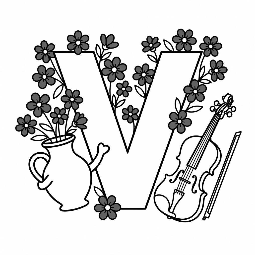 Letter V coloring page