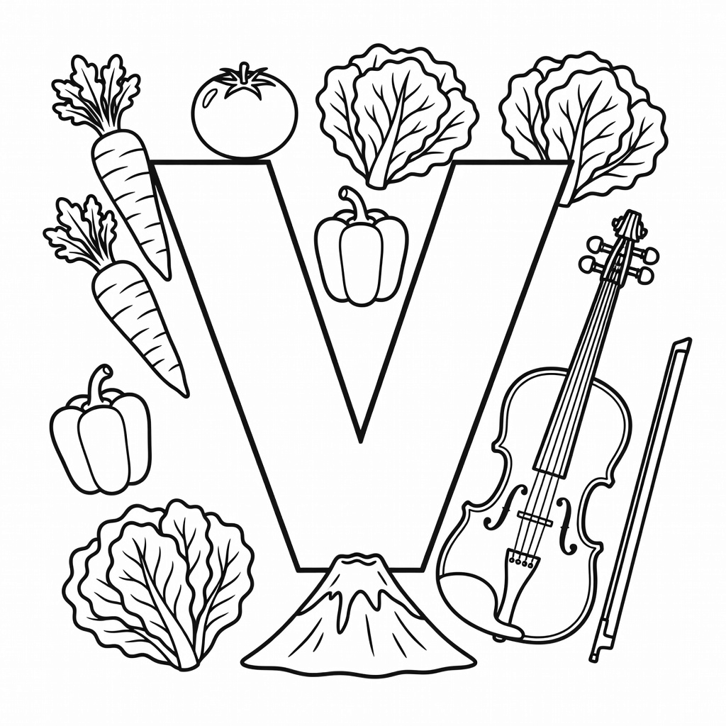 Letter V coloring page
