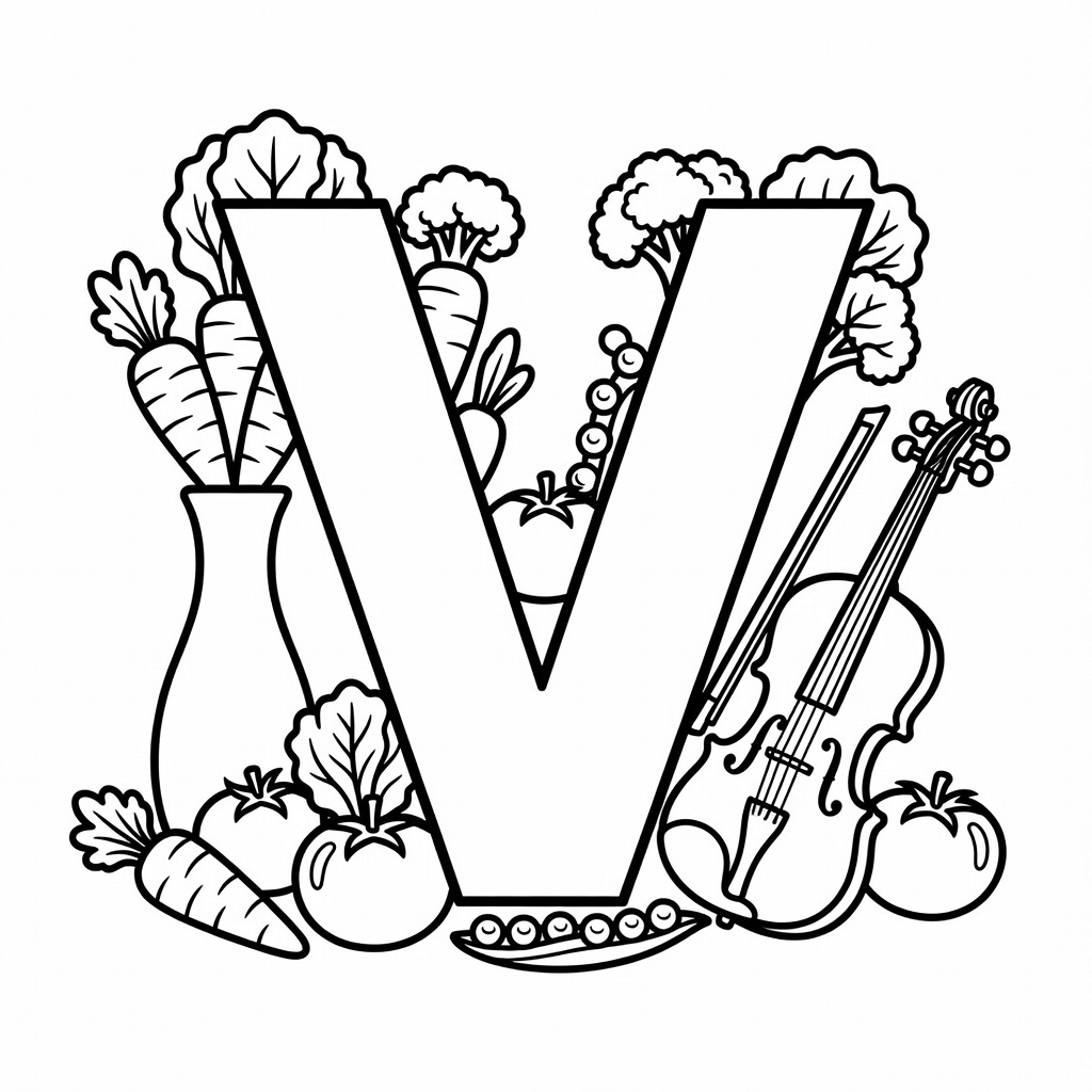Letter V coloring page