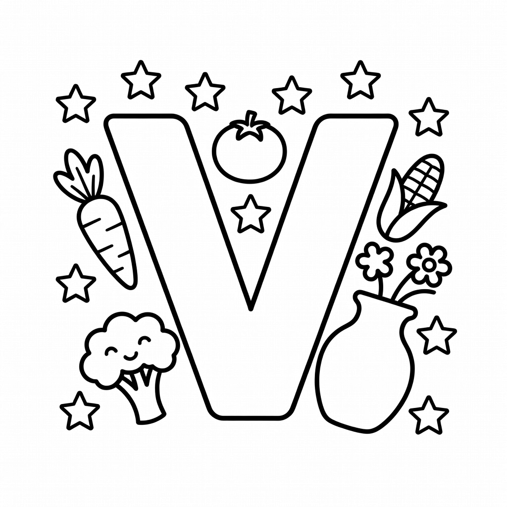 Letter V coloring page