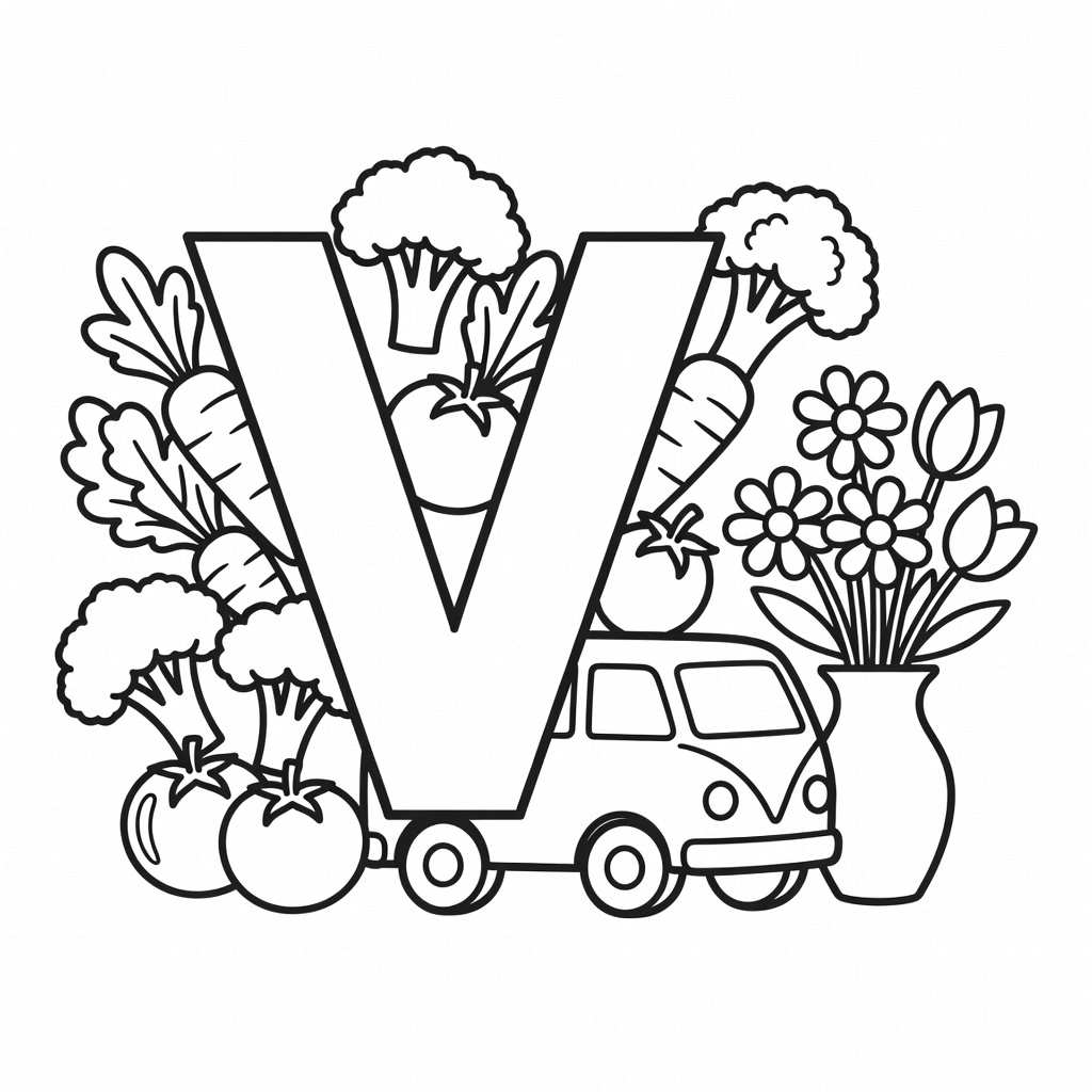 Letter V coloring page