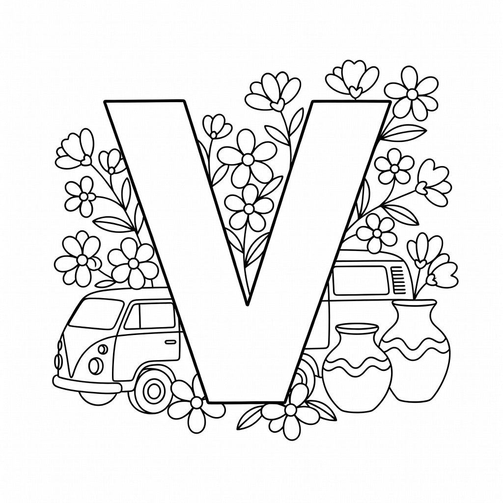 Letter V coloring page